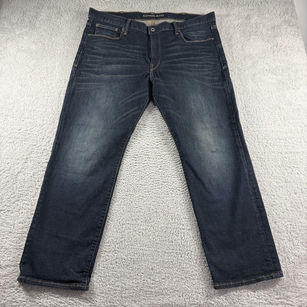 Express Jeans Blake Loose Fit Boot Mens 38x30 (Fits 38x28) Y2K Dark Wash Fade